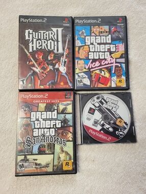 PlayStation 2 PS2 Game Lot of 4 Grand Theft Auto Vice San Andreas Guitar Hero II